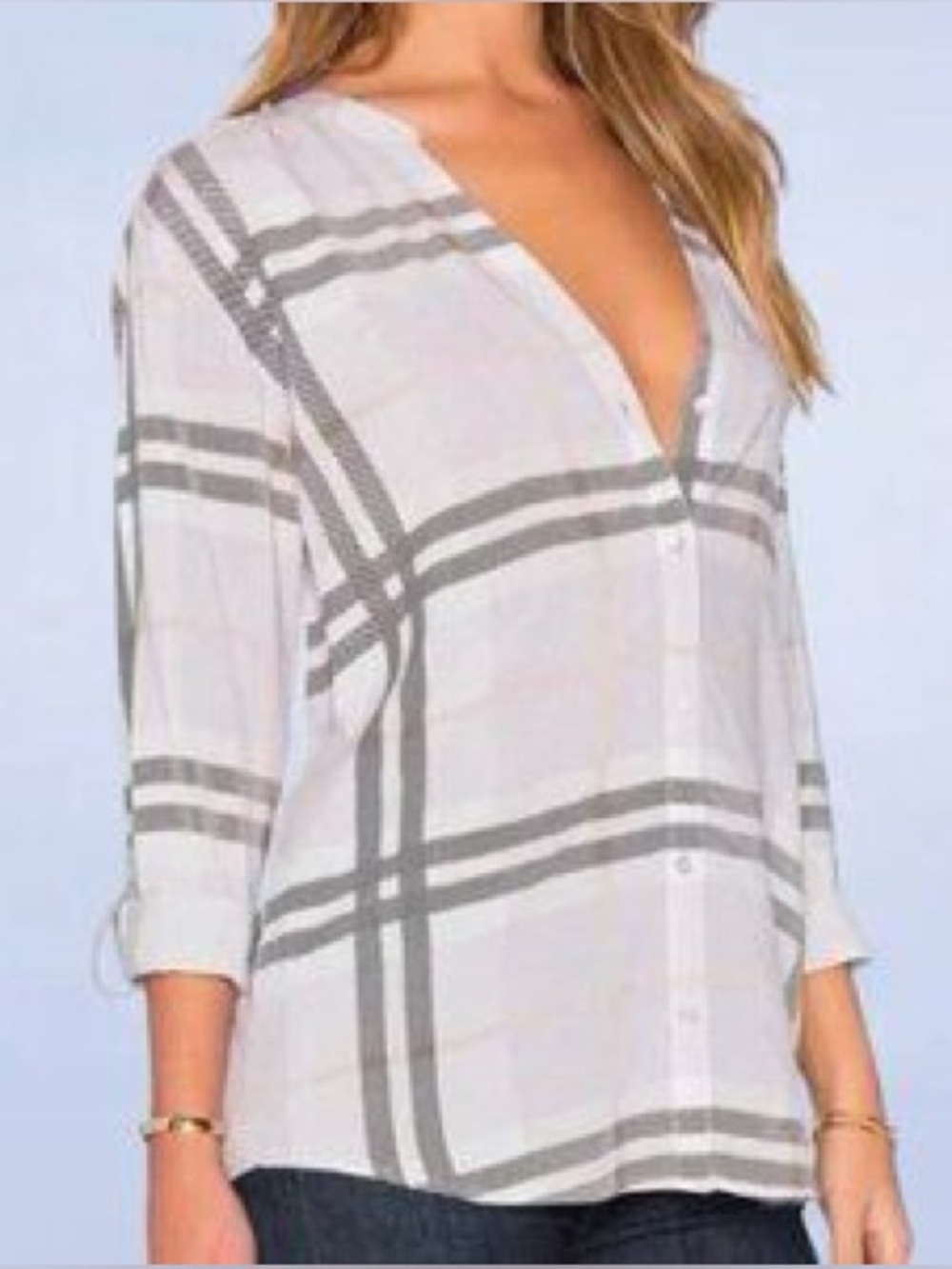 Soft Joie Plaid Button-Front Blouse small